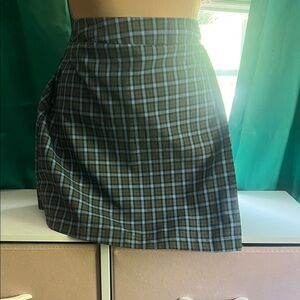 Wild Fable Plaid Mini Skirt | Blue & Green | Pleated | Size Large